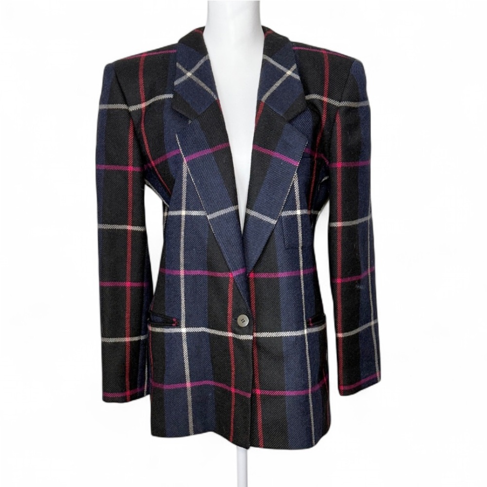 Vintage Giorgio Armani Plaid Wool Blazer